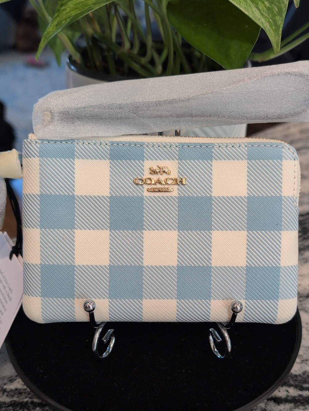 Coach Gingham Zip Wristlet